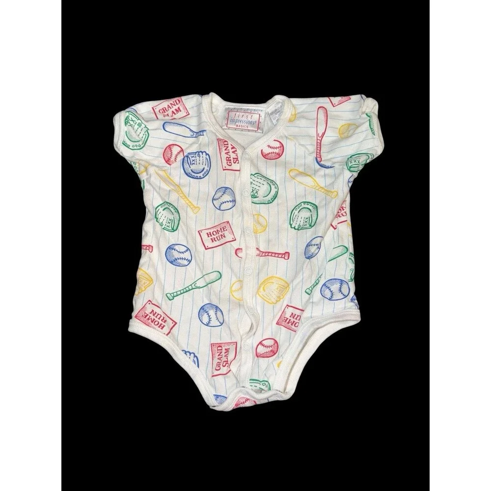 Vtg Baby Baseball Outfits 10 Piece 3/6,6/9,12m Louisville Slugger Dino Stripe